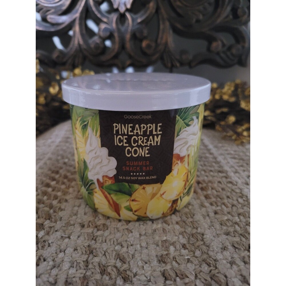Goose Creek Pineapple Ice Cream Cone 3-wick Candle